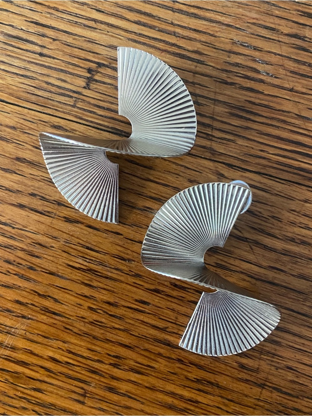 Silver Fan-Style Statement Earrings